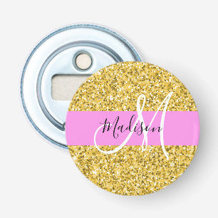Décapsuleur Glam Parties scintillant rose et or étincelles Nom