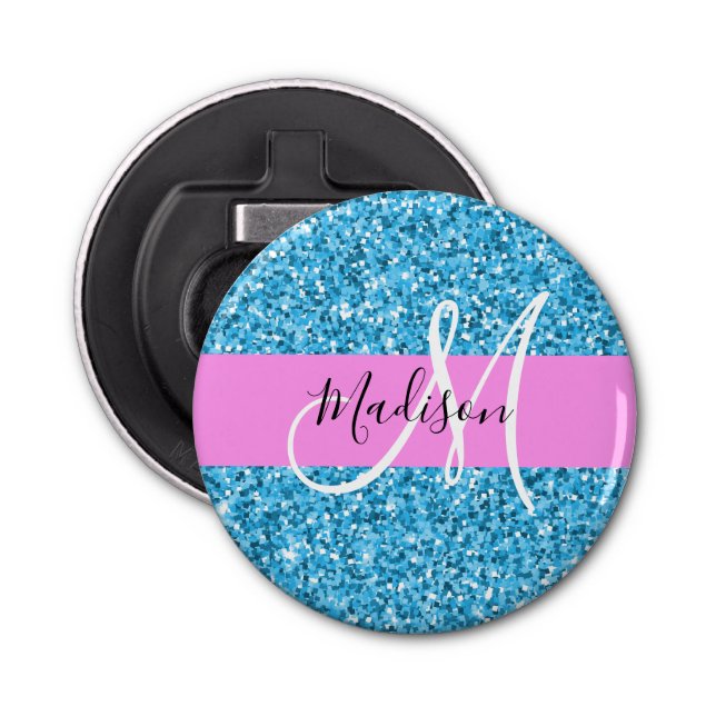 Décapsuleur Glam Sky Blue Parties scintillant rose étincelles  (Devant)