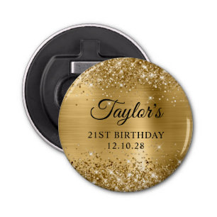 Décapsuleur Glittery Gold Foil 21e anniversaire