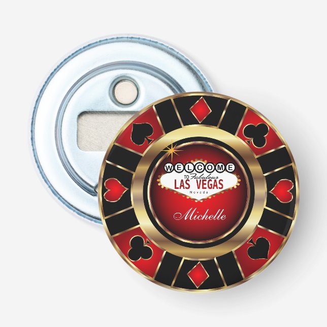 Décapsuleur Gold et Red Poker Chip Design - Personnaliser (Devant)
