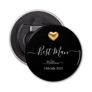 Décapsuleur Gold Heart Groomsman Mariage Bottle Opener