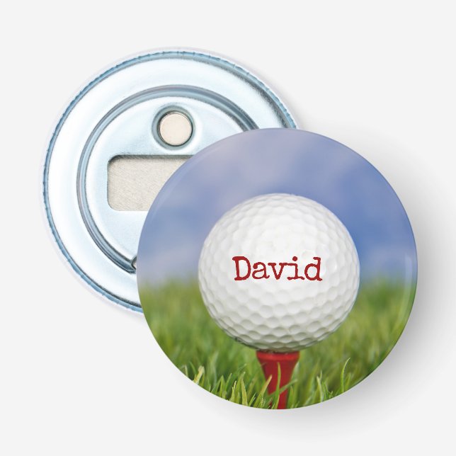 Décapsuleur Golf Ball On Tee avec nom (Devant)