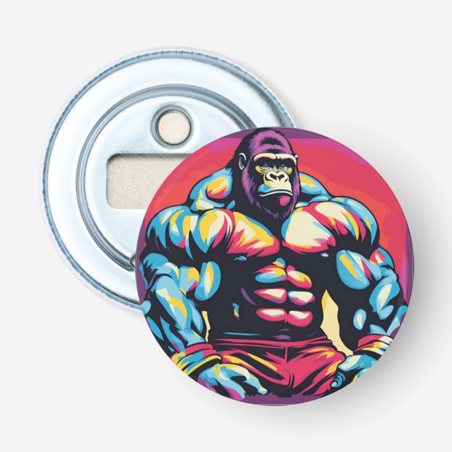 Décapsuleur Gorilla Bodybuilder Lifter Pop Art Dessin (Devant)