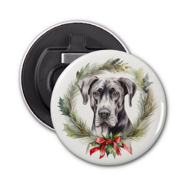 Décapsuleur Grand Dane Noël Wreath Festive Pup (Devant)