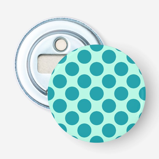 Décapsuleur Grands points rétro - aqua et turquoise (Devant)