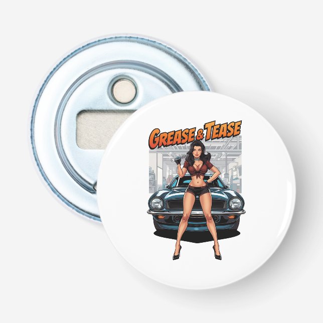 Décapsuleur Grease & Tease – Hot Rod Pin-Up Girl (Devant)