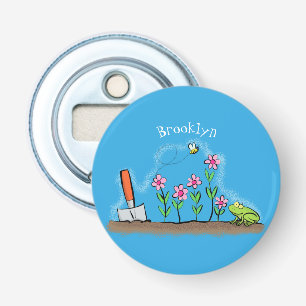 Décapsuleur Grenouille mignonne et abeille dans le jardin dess