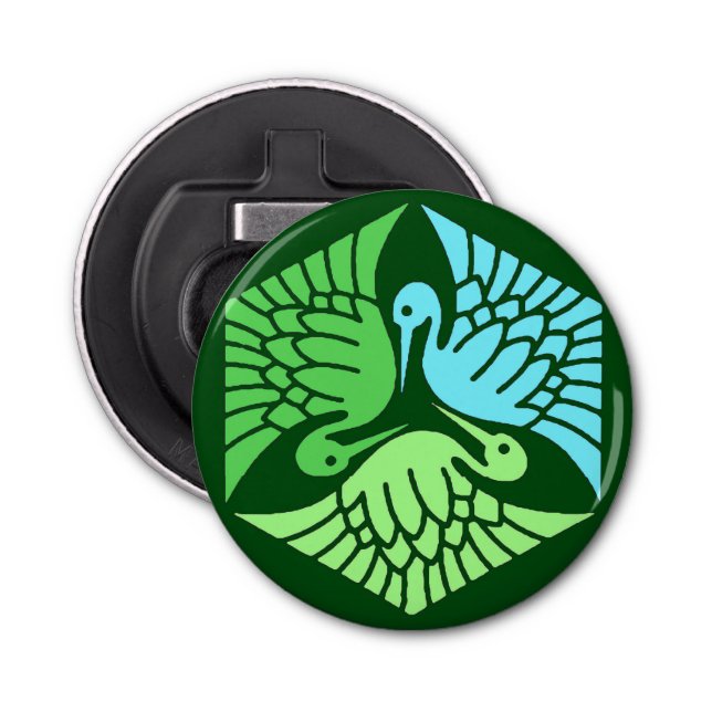 Décapsuleur Grues japonaises, Jade Green et Bleu clair (Devant)