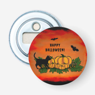Décapsuleur Halloween heureux, Chat noir, Chat et Citrouille