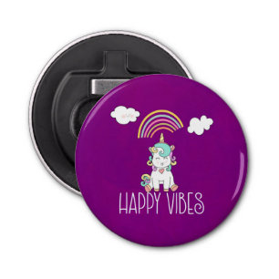 Décapsuleur Happy Vibes Typographie mignonne souriant Unicorn