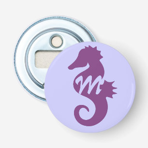 Décapsuleur Hippocampe pourpre décoré d'un monogramme