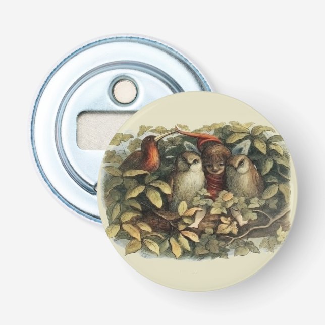 Décapsuleur Illustration de la nature des hiboux et des fées d (Devant)