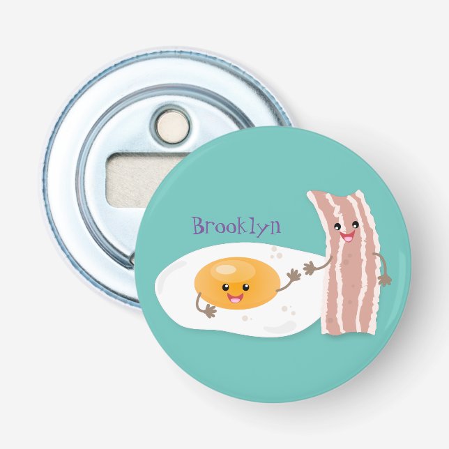 Décapsuleur Illustration de l'oeuf de Cute kawaii et du bacon (Devant)