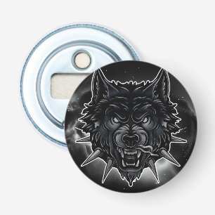 Décapsuleur Illustration de loup féroce avec collier à pointes