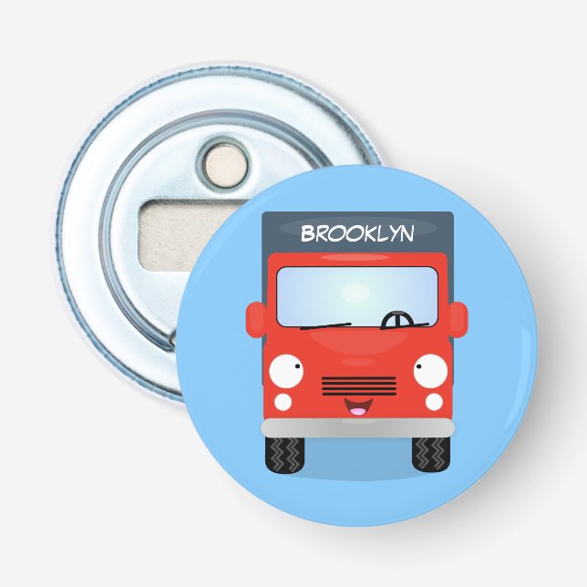 Décapsuleur Illustration d'un camion kawaii rouge mou (Devant)