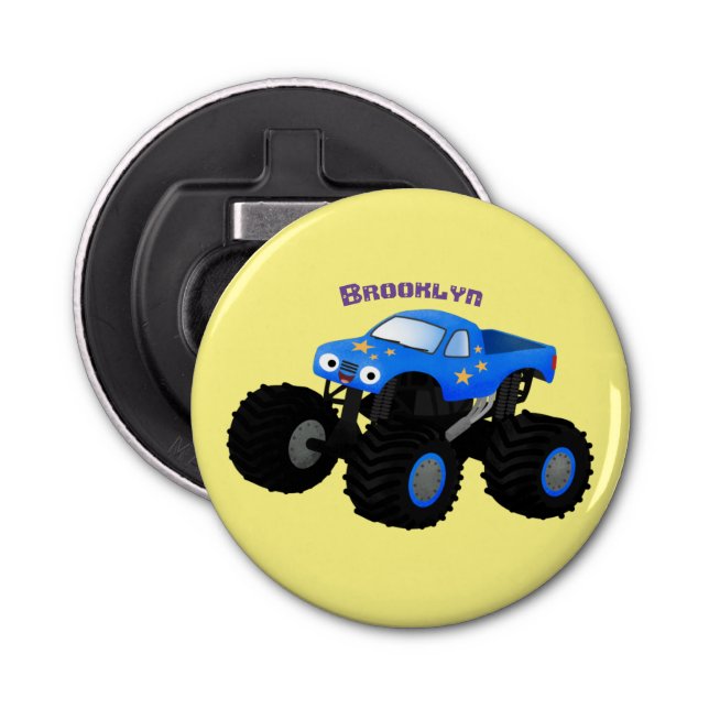 Décapsuleur Illustration d'un camion monstre bleu mou (Devant)