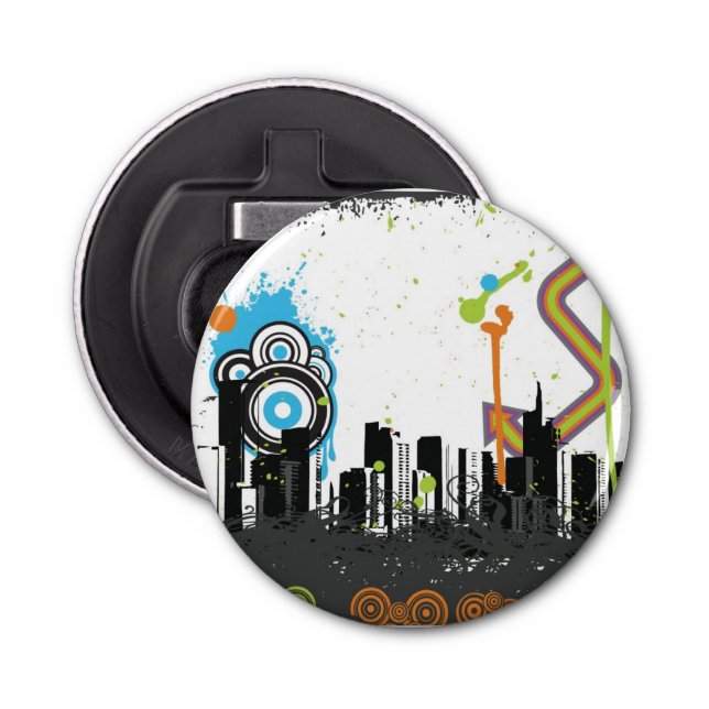 Décapsuleur Illustration d'un paysage urbain sale (Devant)