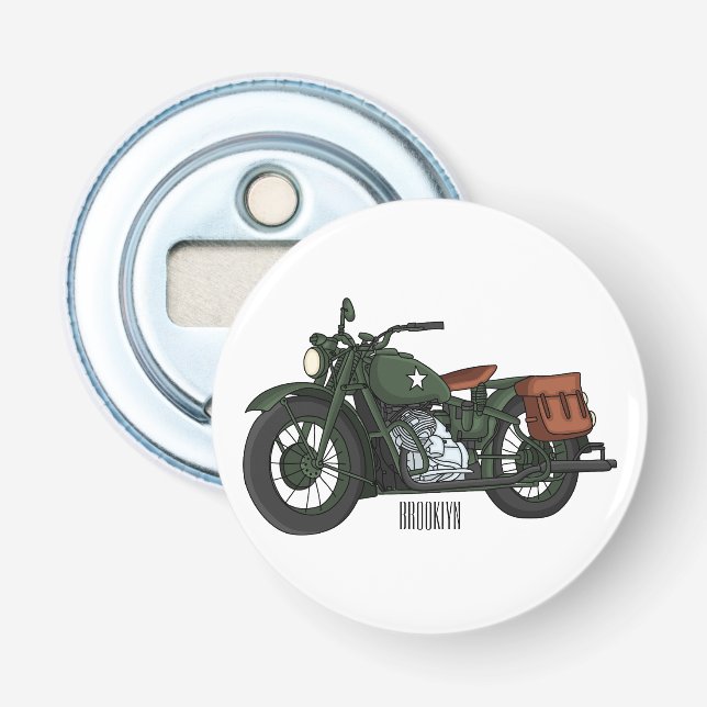 Décapsuleur Illustration d'une moto de croiseur militaire (Devant)