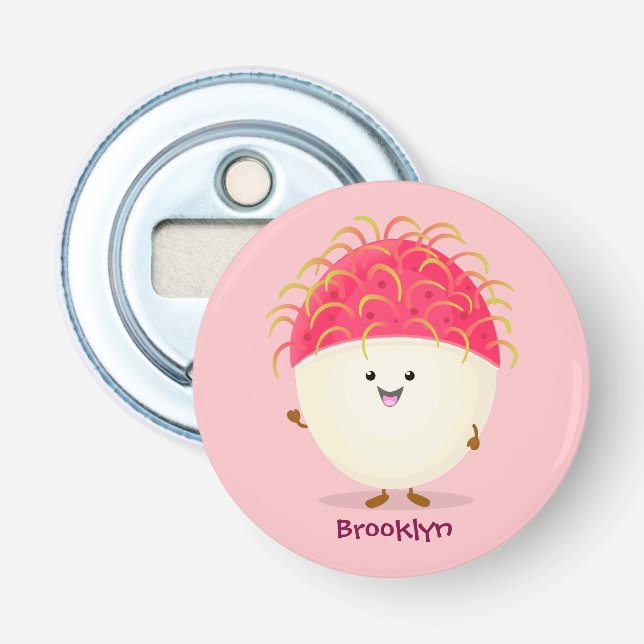 Décapsuleur Illustration mignon du ramboutan rose (Devant)