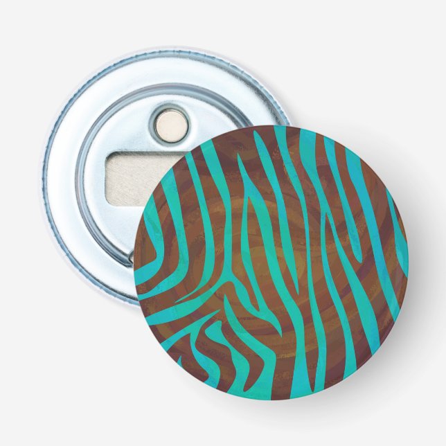 Décapsuleur Impression Brown et Turquoise Zebra (Devant)