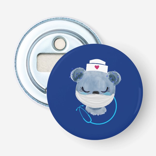 Décapsuleur Infirmière de l'ours mignonne portant un Masque Mé (Devant)