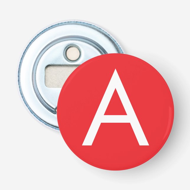 Décapsuleur Initial Letter Monogram Red White Plain Modern (Devant)