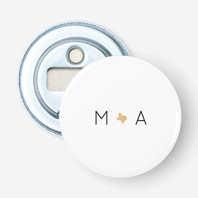 Décapsuleur Initiales personnalisées Texas Mariage Monogramme  (Devant)