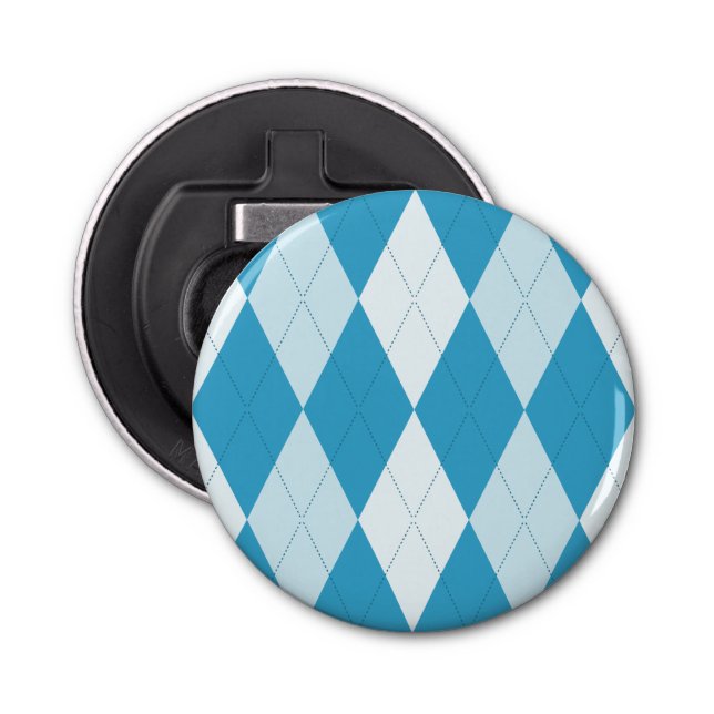 Décapsuleur Jacquard bleu Peacock Petite forme diamant (Devant)