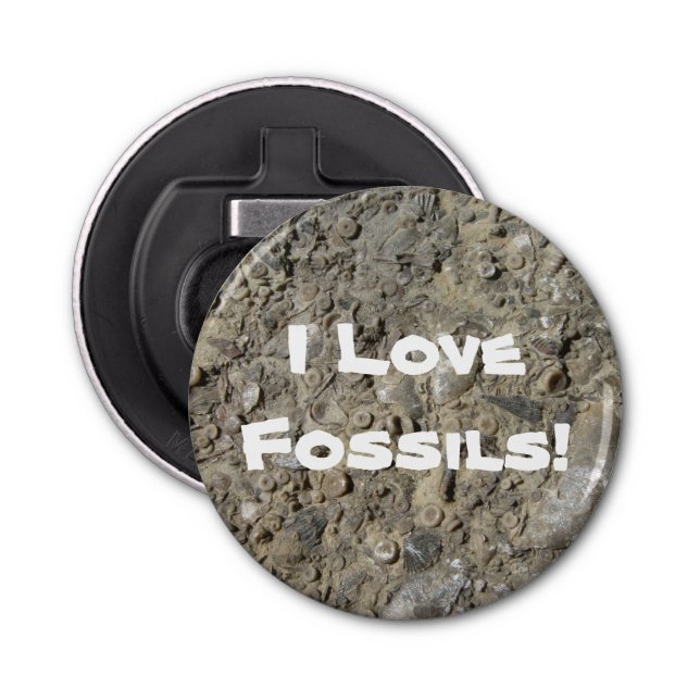 Décapsuleur J'Aime Les Fossiles ! (Impression de hachage fossi (Devant)