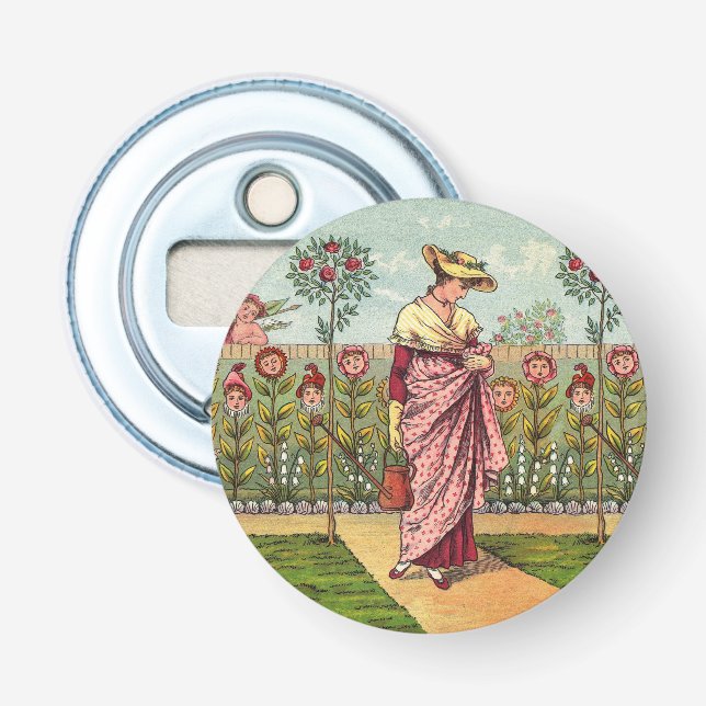 Décapsuleur Jardin Cultivation Flower Woman Art Antique (Devant)