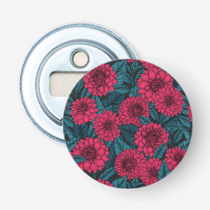 Décapsuleur Jardin de Dahlia Rouge/feuilles bleus