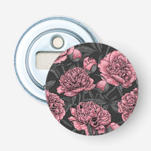 Décapsuleur Jardin de pivoine nocturne rose et gris