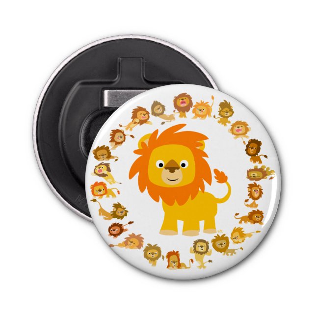 Décapsuleur Joli Cartoon Lion Mandala Button Ouverture de bout (Devant)