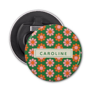 Décapsuleur Joli Coloré Fleur Motif Vert rose Nom