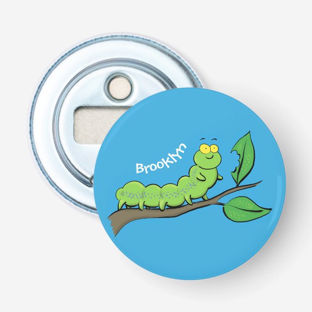 Décapsuleur Joli dessin animé de chenille verte mignonne (Devant)