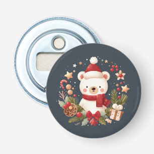 Décapsuleur Joli ours de Noël/d'hiver en couronne
