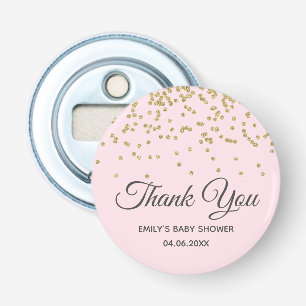 Décapsuleur Joli rose poudré or pailleté Merci Baby Shower