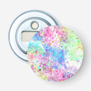 Décapsuleur Jolie fleur henné dessiné à la main aquarelles