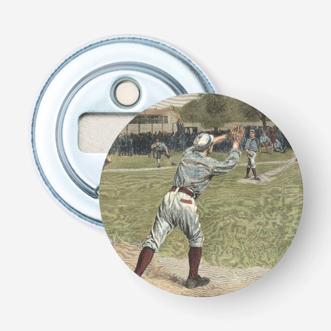 Décapsuleur Joueur de baseball lancé à la deuxième base (Devant)