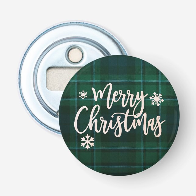 Décapsuleur Joyeux Noël vert Plaid (Devant)