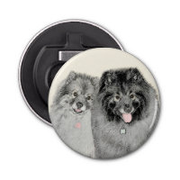 Keeshond Maman et Son Peinture - Art Chien origina