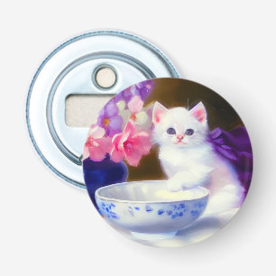Décapsuleur Kitten blanc vintage avec ruban violet