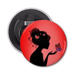 Décapsuleur La femme papillons rouges