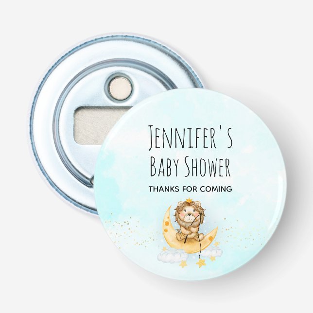 Décapsuleur La pêche au lion sur le Baby shower de la lune (Devant)