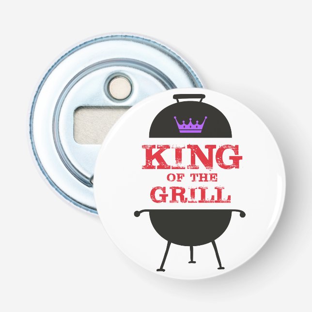 Décapsuleur Le Roi Du Grill, Noir Violet Couronne Rouge (Devant)