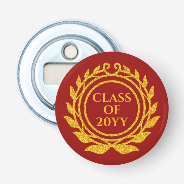 Décapsuleur L'Emblème d'or et le rouge Graduation personnalisé (Devant)