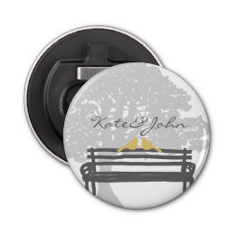 Décapsuleur Les oiseaux sur un Mariage de banc de parc