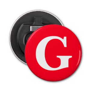 Décapsuleur Lettre initiale Monogramme Rouge Blanc Plaine Simp