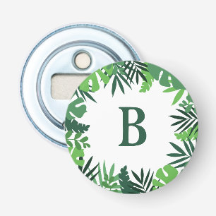 Décapsuleur Lettre monogramme vert palmier tropical feuille fl