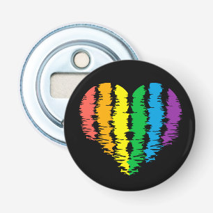 Décapsuleur LGBT+pride. Arc-en-ciel du coeur.